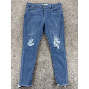 Levis 720 High Rise Super Skinny Jeans Women's 34 Blue Light Wash Destruct 37x29